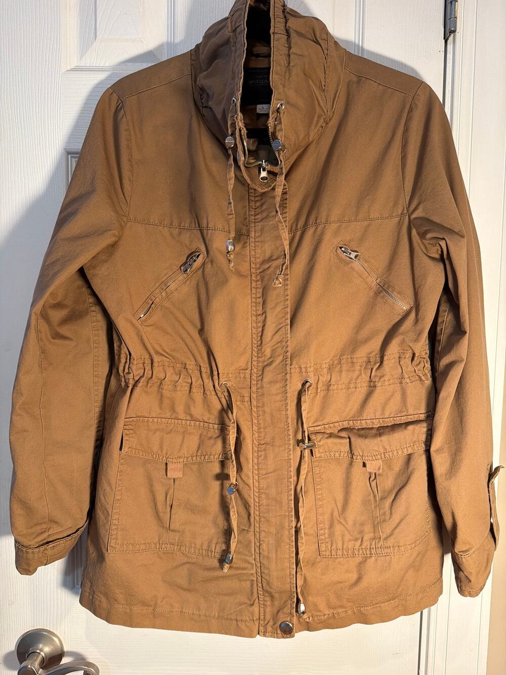 Miss London Black Label Utility Jacket Camel/Tan Size L